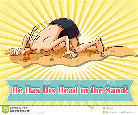 Idiom Head In The Sand Stock Vector Illustration Of Head 59012855