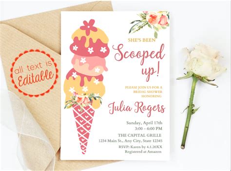 Shes Been Scooped Bridal Shower Invite Gráfico Por Josephines Digital Art · Creative Fabrica