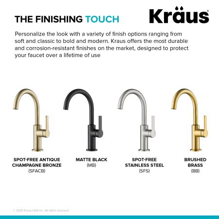 Kraus Kpf Bb Brushed Brass Oletto Gpm Single Handle Kitchen Bar Faucet Faucet Com