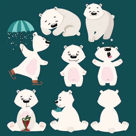 Conjunto De Osos Polares Colección De Osos Polares De Dibujos Animados