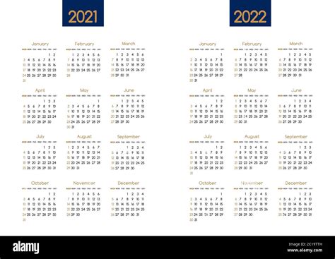 Calendar New Year 2021 And 2022 Vector Planner Template With Modern