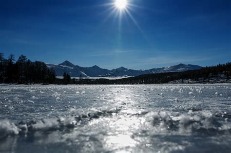 Premium Photo Panorama Of Frozen Lakes Covered With Ice And Snow In