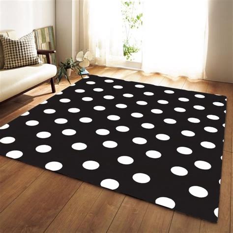 Black And White Polka Dot Print Area Rug Floor Mat In 2021 Eclectic
