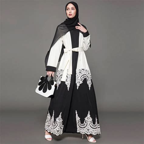 Elegant Muslim Abaya Dress Cardigan Robe Turkish Hijab Islamic Prayer Clothing England Style