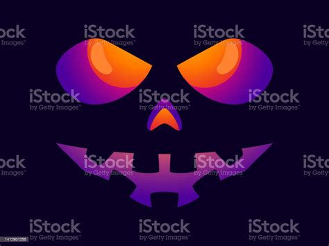 Halloween Scary Face With Glowing Eyes Evil Scary Eyes Carved In A