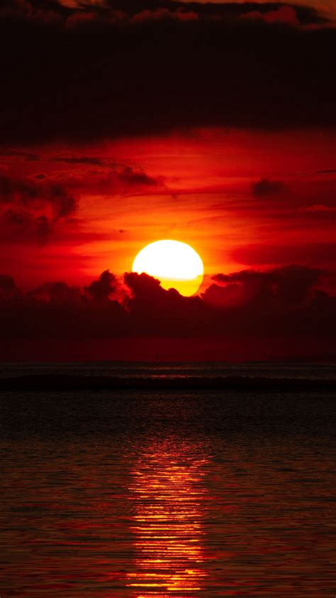 Hd Wallpaper Sunset Sea Sun Clouds Dusk