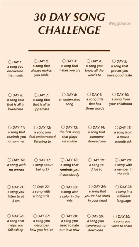 The 30 day song challenge. Pin on challenges/prompts (creative/journal)