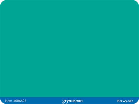 Generate color shades, tones and tints values. Kolor RGB HEX 00A693 - grynszpan - Persian green - Barwy.net
