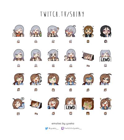 Fr/en emotes de yarasky et rossencube #drawing #digitalpainting #cartoon. Twitch Emotes - YUEKO
