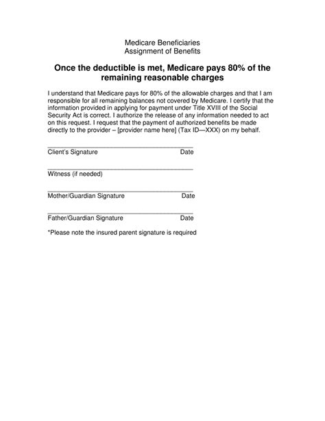 Medicare Beneficiaries Assignment Of Benefits Form Fill Out Sign Online And Download Pdf