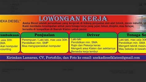 Lowongan kerja tamatan sma/smk/sederajat untuk posisi: Loker Driver Bank Di Solo : Portal Info Lowongan Kerja Terbaru Di Solo Raya Surakarta 2021 | Top ...