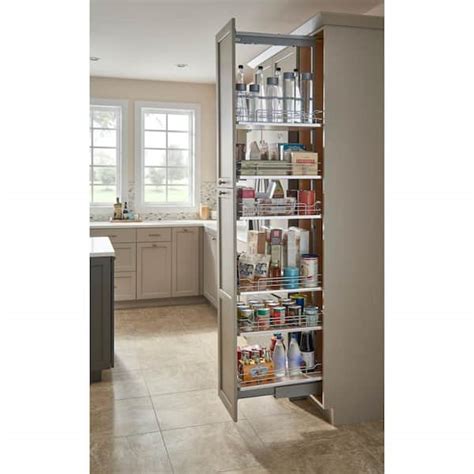 Rev A Shelf 8 In Chrome Maple Solid Bottom Pantry Pullout With Soft