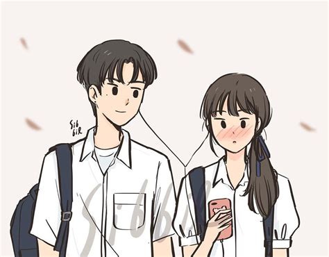 Couple Wallpaper Cartoon Korean Coupleswholift Coupleselfie Coupleswhotravel การวาดตัวละคร