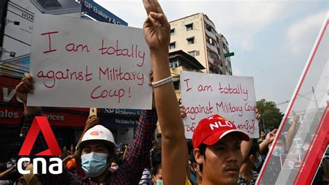 Thousands Protest In Yangon Against Myanmar Military Coup Youtube