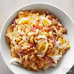 Happy easter :) here is a perfect side dish for easter and a great way to use hard boiled eggs. Deviled Egg Macaroni Pasta Salad
