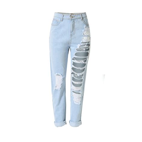 suvance fashion deim cotton 100 loose holes ankle length women jeans spring russian euro us