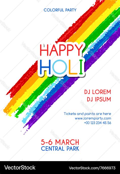 Happy Holi Party Invitation Poster Royalty Free Vector Image