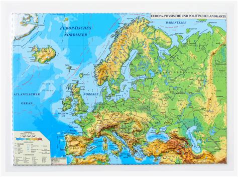 Europa Physische Und Politische Landkarte Reliefkarte D Format