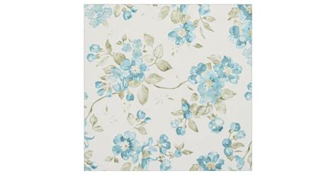 Pretty Teal Turquoise Floral Pattern Watercolor Fabric Zazzle