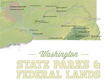 Washington State Parks And Federal Lands Map 18x24 Poster Best Maps Ever