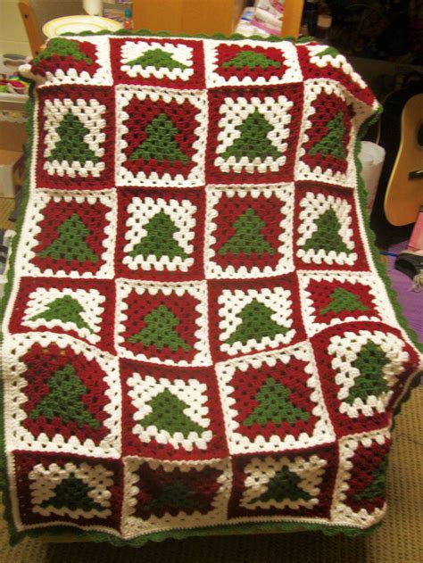 Crochet Pattern Christmas Tree Granny Square Afghan Christmas Crochet