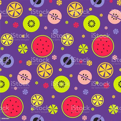 Colorful Summer Vector Seamless Pattern With Tropical Fruit Kiwi