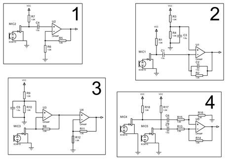 Operational Amplifier Dual Antiphase Electret Mic Preamp Topology