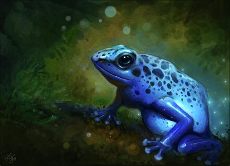 Blue Frog Painting By Caroline Jamhour
