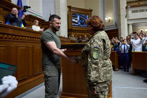 Zelensky Presents Awards To Ukrainian Military In Parliament