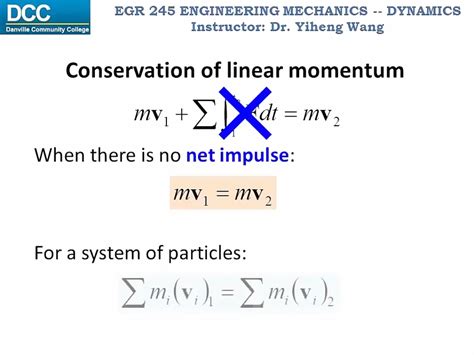 Dynamics Lecture 20 Conservation Of Linear Momentum For A System Of