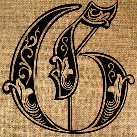 Letter Initial G Monogram Old Engraving Style Type Text Word Etsy
