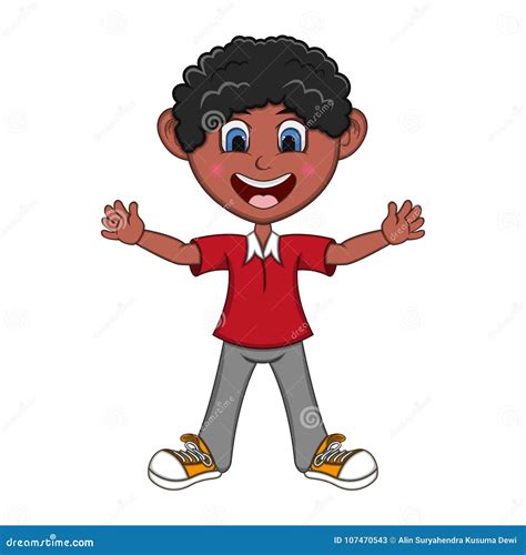 Boy Raised His Hands Cartoon Stock Vector Illustration Of Children