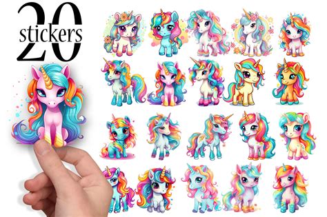 Cute Unicorn Stickers Rainbow Unicorns Grafik Von Thedigitaldeli
