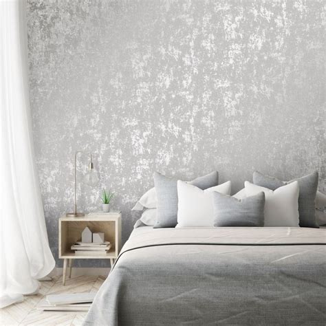 Grey panel wallpaper bedroom ideas. Milan Metallic Wallpaper Grey Silver in 2020 (With images ...