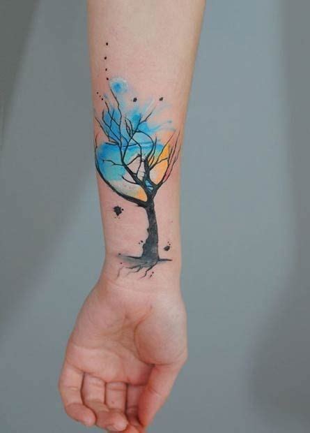 Watercolor Tree Tattoo The Tree Of Life The Phoenix And The Bird Of