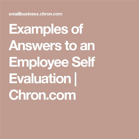 However, there are times when you are left with no choice but to do just that. Examples of Answers to an Employee Self Evaluation | Self evaluation employee, Workplace ...