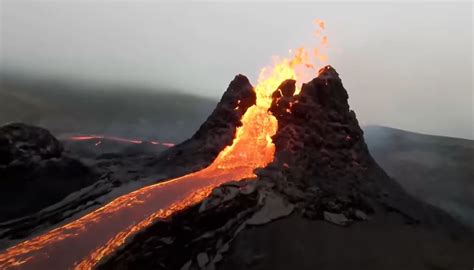 Incredible Drone Footage Captures Close Up Views Of Volcano Erupting In Iceland