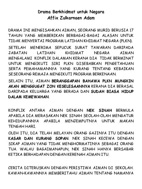 Antologi tingkatan 4 jaket kulit kijang dari istanbulanimasi dramadireka cipta oleh myteach sdn bhdproduk dalam bentuk powerpoint atm (advance. 2016 - Drama - Sinopsis Berkhidmat untuk Negara.docx