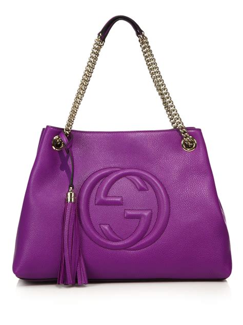 Lyst Gucci Soho Leather Shoulder Bag In Purple