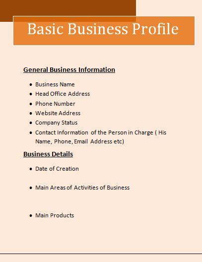 Business Profile Format Free Words Templates