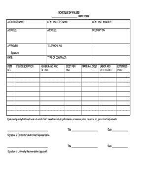 The american institute of architects (aia) published the first edition of cad layer guidelines in 1990. Schedule of values - Fill Out and Sign Printable PDF Template | SignNow