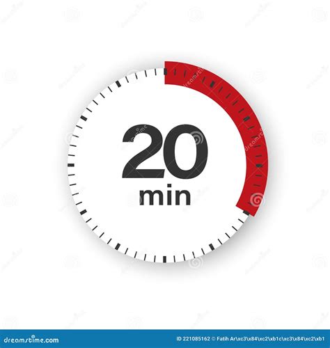 20 Minuten Timer. Stoppuhrsymbol Im Flachen Stil. Editierbare Isolierte