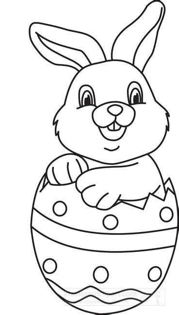 Pink mint easter eggs clip art. Holiday Black and White Outline Clipart - easter_rabbit_in_egg_01_outline - Classroom Clipart
