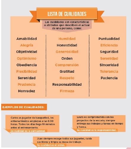 Ejemplos De Cualidades De Una Persona