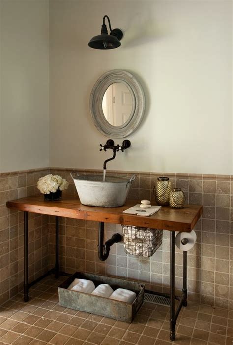 Most bathroom sinks have a depth of between 5 and 8 inches. 45 Trendy And Chic Industrial Bathroom Vanity Ideas - DigsDigs