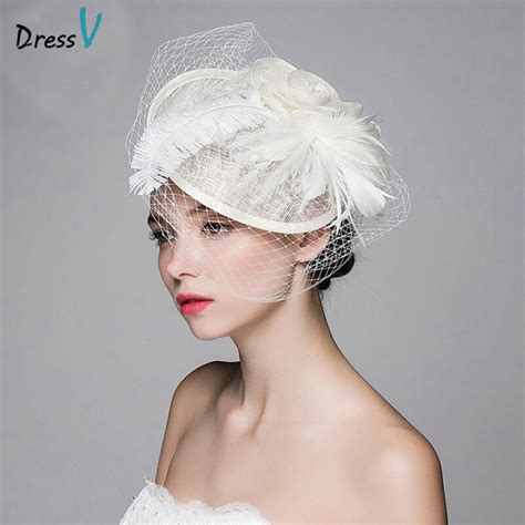 Dressv White Wedding Bridle Hats Flower Tulle Wedding Bridle Hats