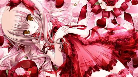 Happy Valentines Day Red Corazones Girl Anime Hd Wallpaper Peakpx