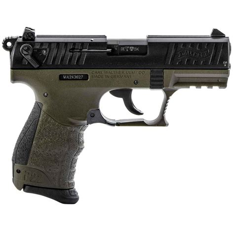 Walther P22 Q Military 22 Long Rifle 342in Blackod Green Pistol 10