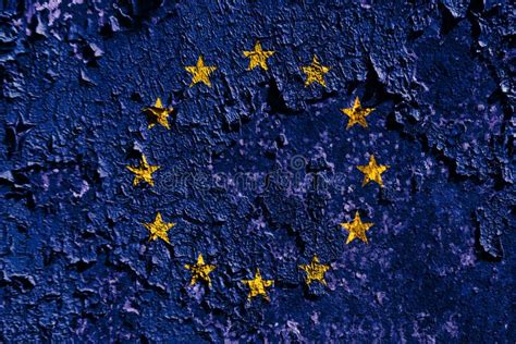 Old Grunge European Union Background Flag Stock Illustration