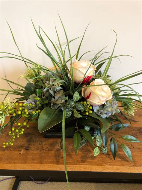 Floral Centerpiece For Table Dining Table Centerpiece Silk Etsy Hydrangea Arrangements Wild